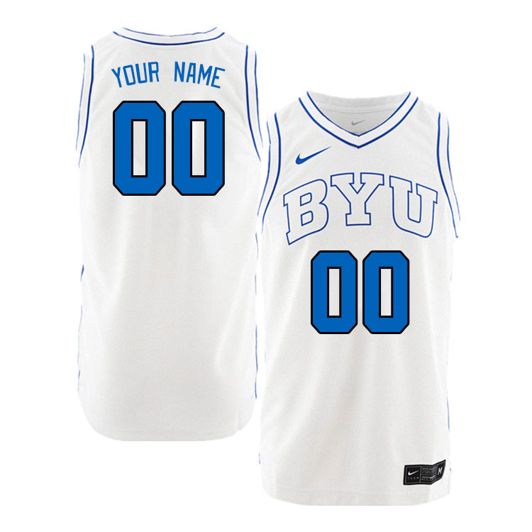 Custom BYU Cougars Name And Number College Basketball Jerseys Stitched-White
